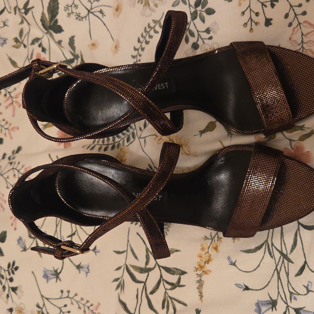 Nine West Women's Bronze Strappy Heels